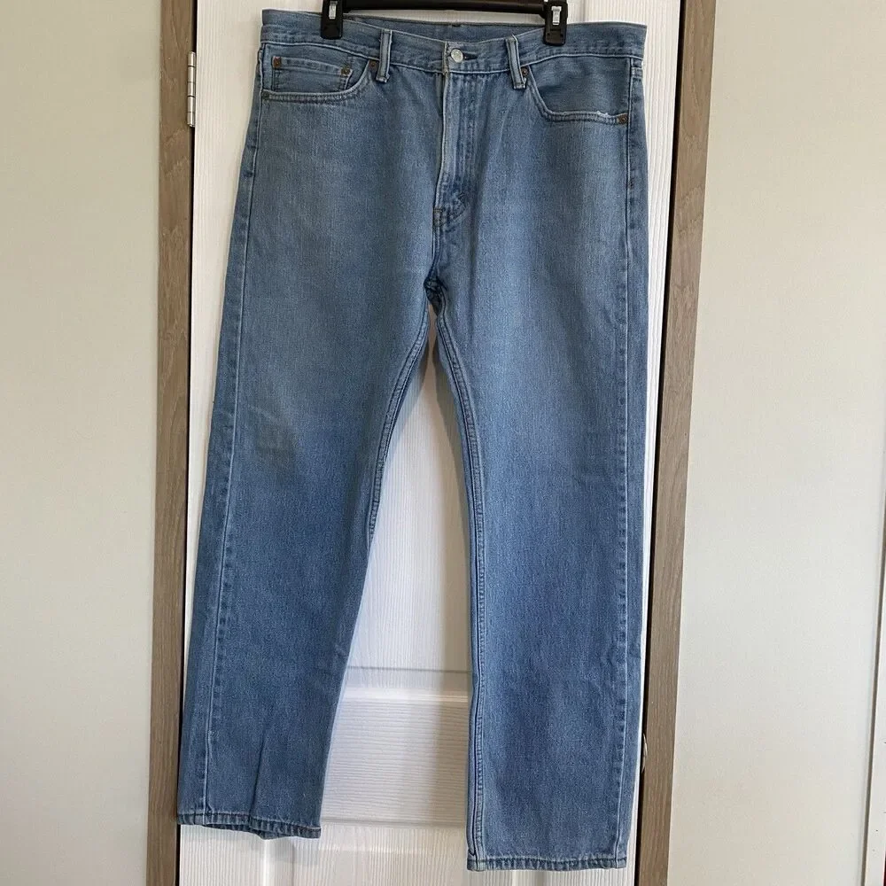 Levi's 505 Jeans Men's 36x32 Blue Straight Leg Denim Light Wash